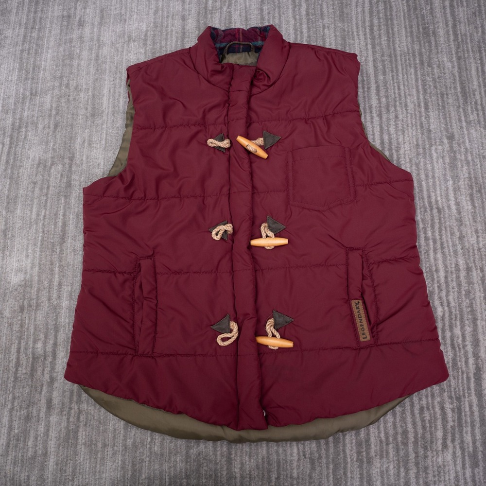 Legendary Whitetails Puffer Vest Unisex XL Burgundy Excellent Toggle Quilted